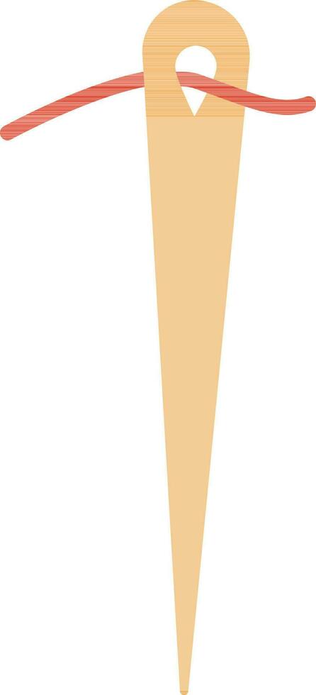 Illustration of hand drawn needle inside thread for sewing concept. vector
