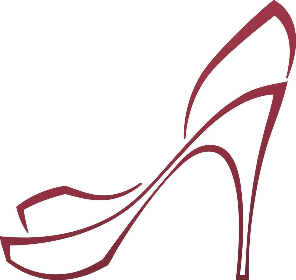 Line art women high heel in brown and white color. vector