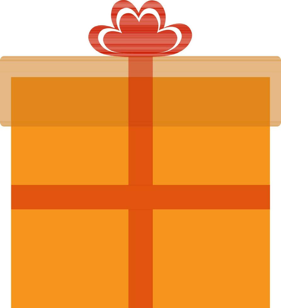 naranja regalo caja con rojo cinta icono en plano estilo. vector