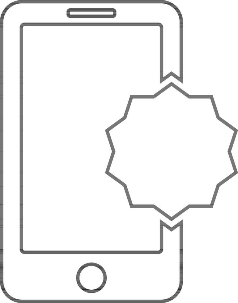 Smartphone icon with sticker in flat style. vector