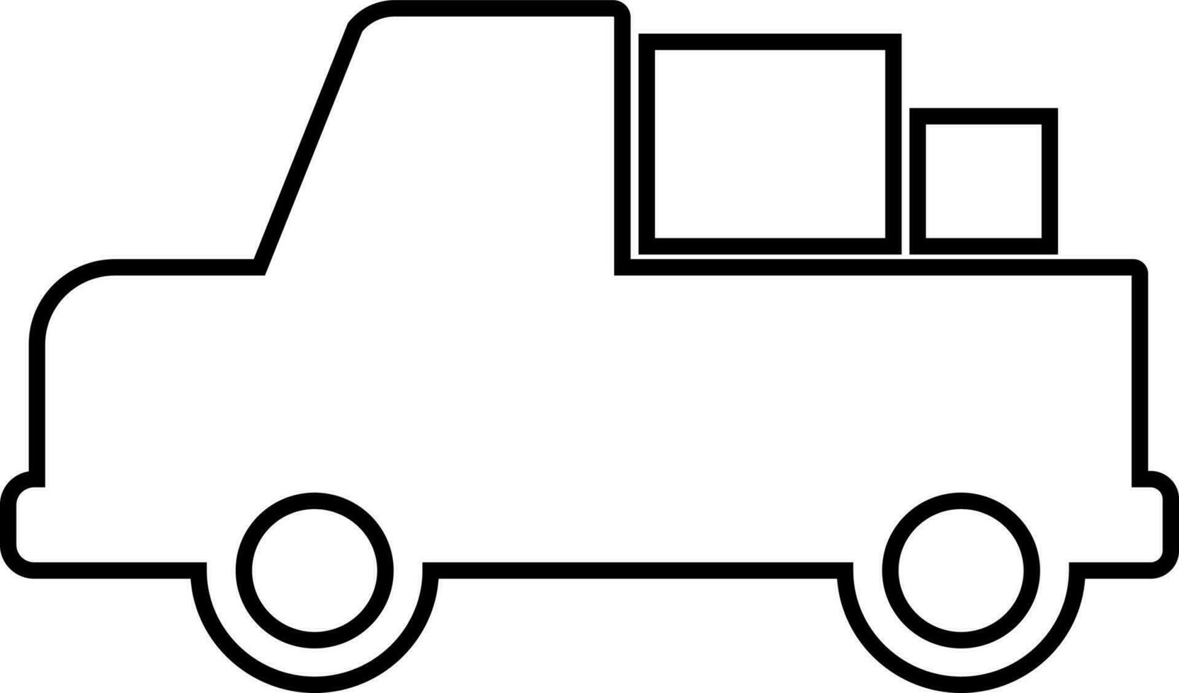 plano icono de entrega camión con caja. vector