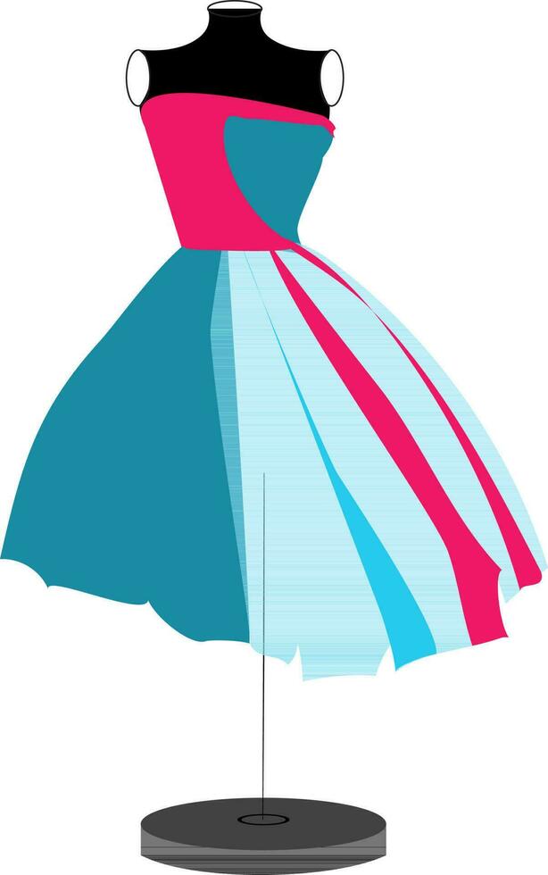 Stylish Pink and blue frock. vector