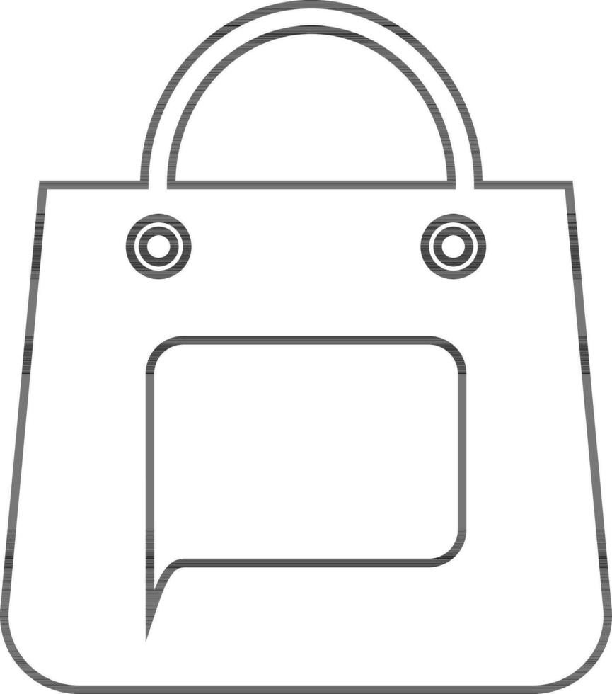 Icon of shopping bag with message in flat style. vector