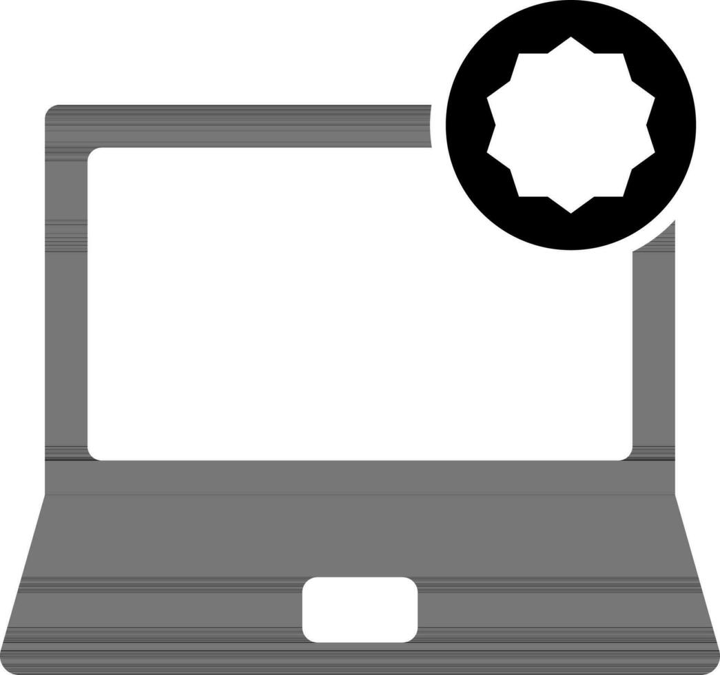 Illustration of laptop with sticker in flat style. vector