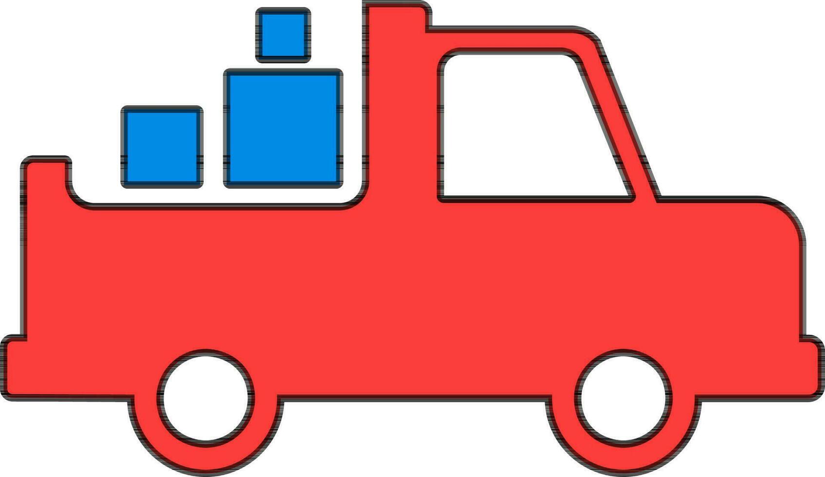 Blue and red color illustration of delivery truck. vector