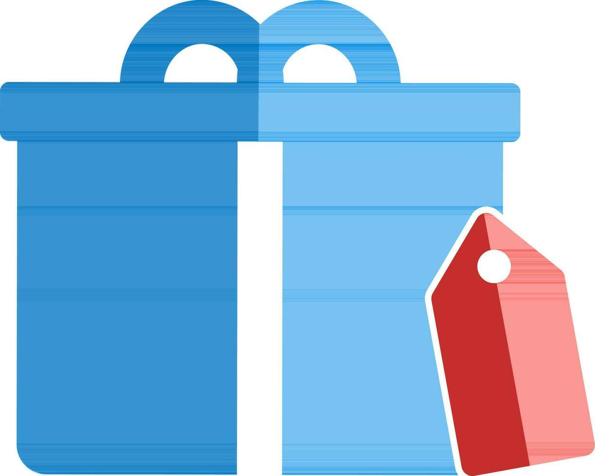 Icon of gift box with tag in flat style. vector