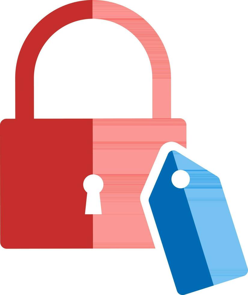 Illustration of tag or label with lock in flat style. vector