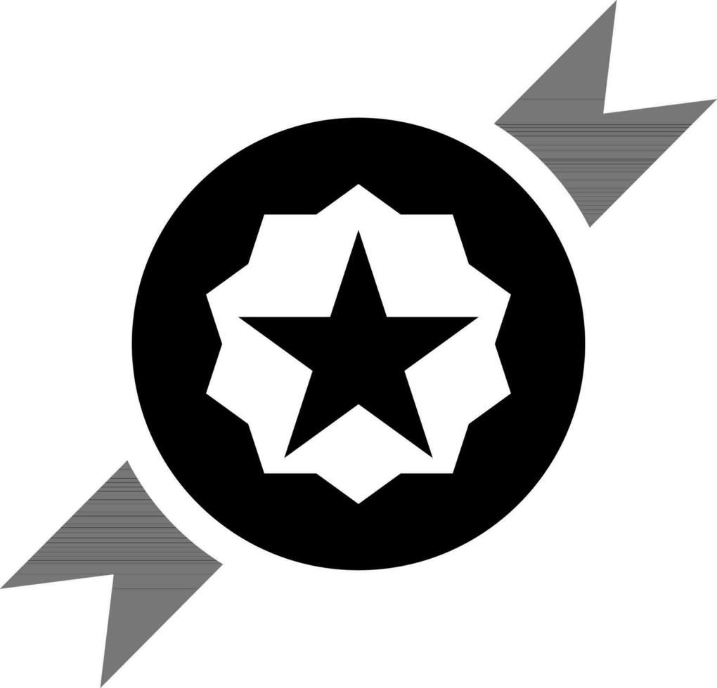 Flat style badge Icon in black color. vector
