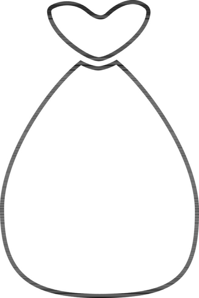 Black line art illustration of a money bag. vector