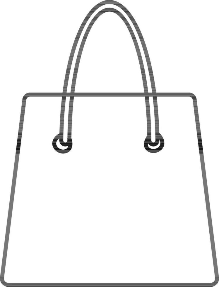 Black line art illustration of a shopping bag. vector
