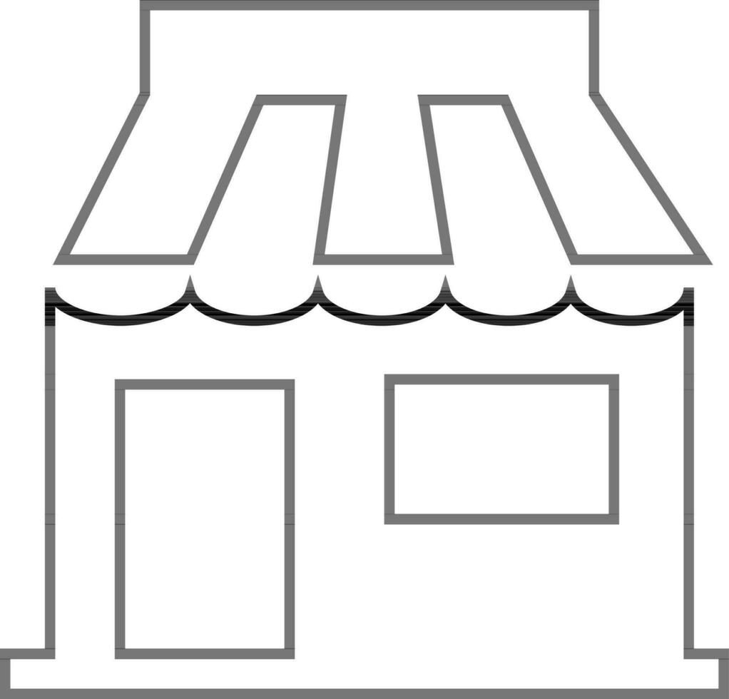 Black line art illustration of a store in flat style. vector