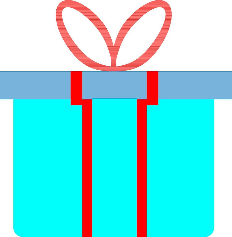 Blue gift box decorated with red ribbon. vector