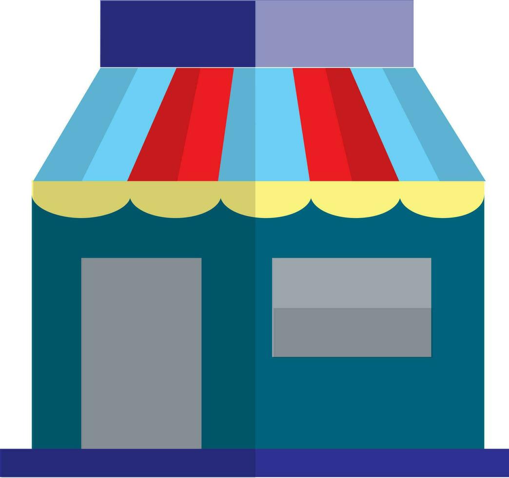 Shop in blue, red and yellow color. vector