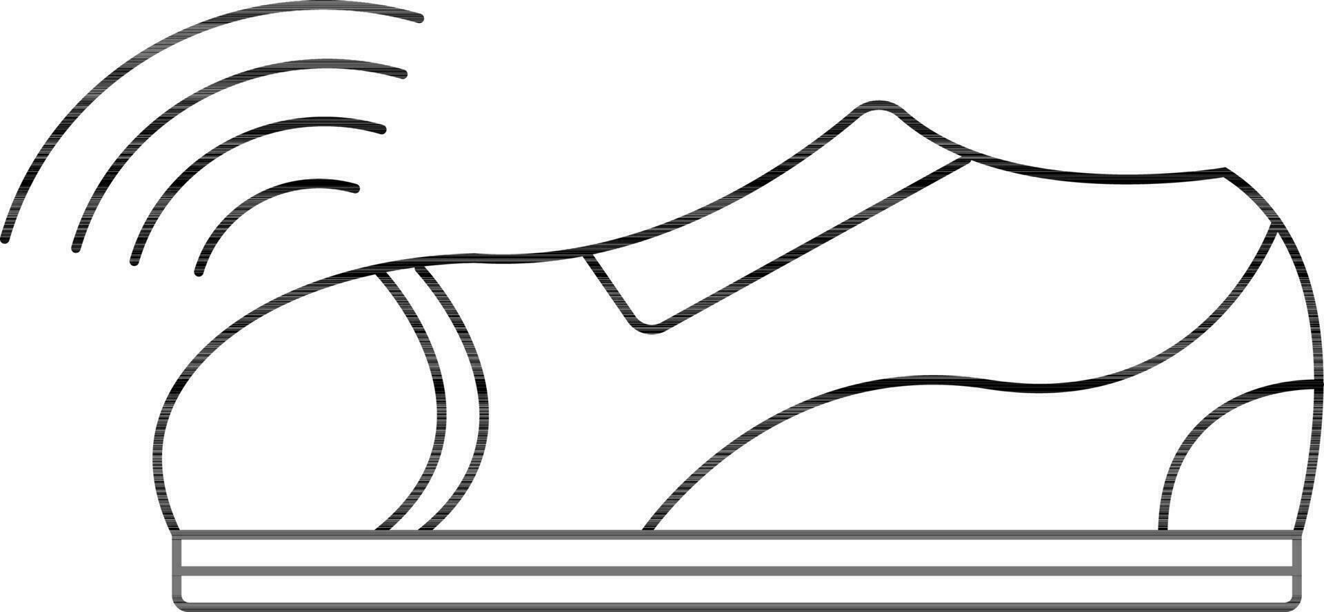 Stylish shoe in line art illustration. vector