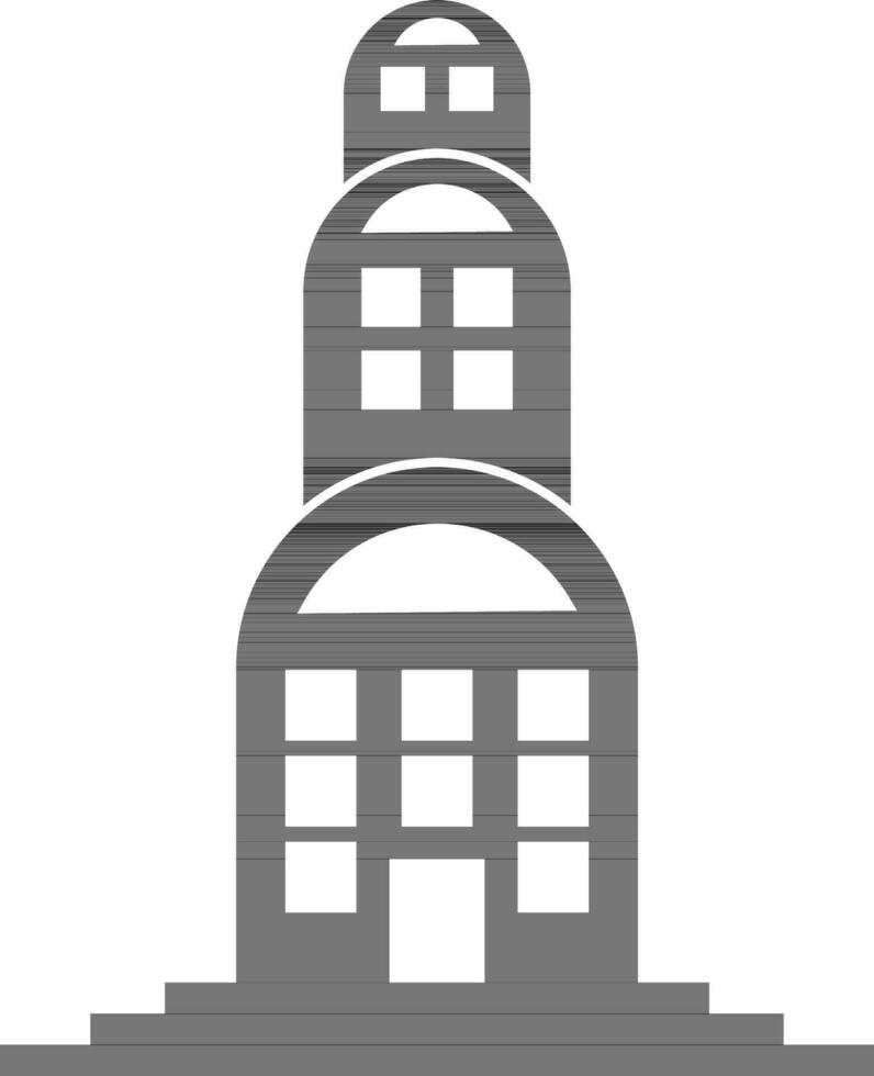Black and white building in flat style. vector