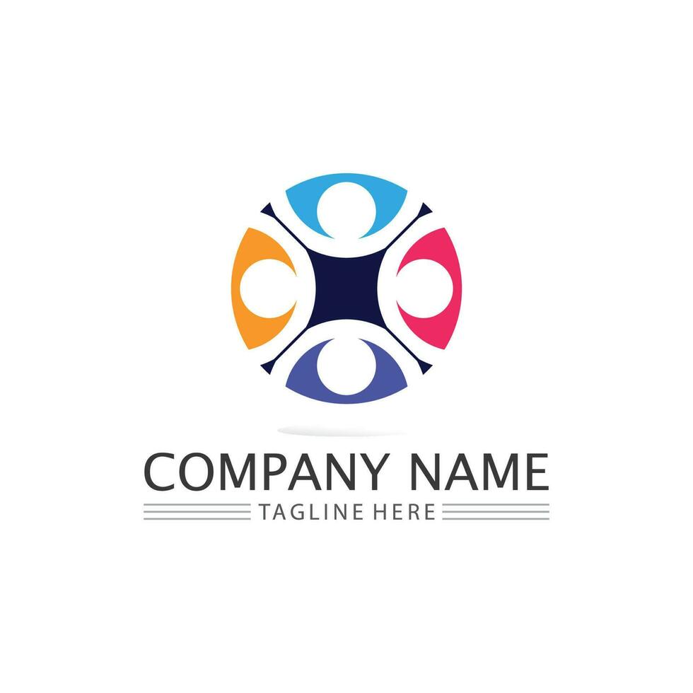 succes logo team work brand and business logo, vector community, unity colorful and friendship , partner teamwork care logo