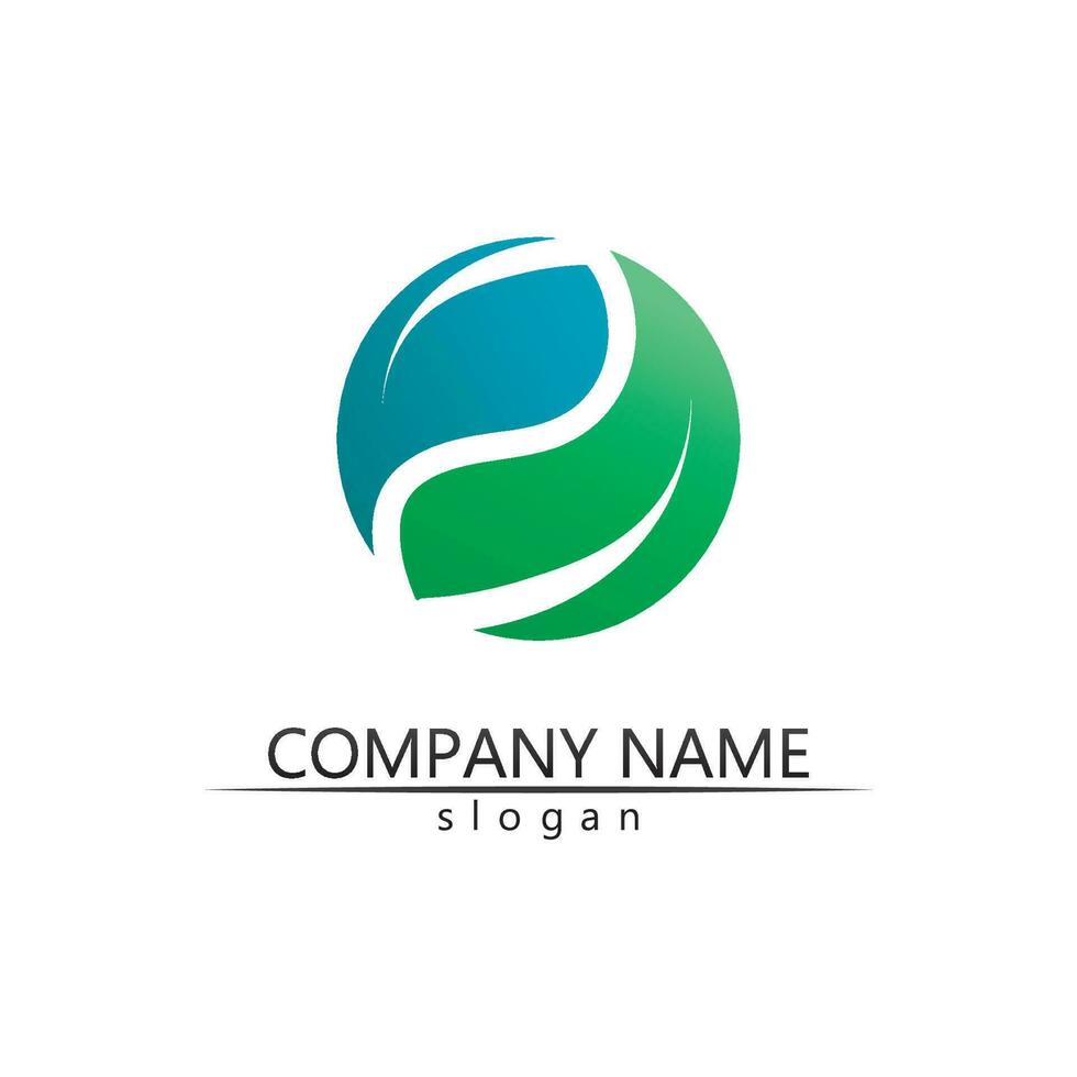 Tree leaf vector and green logo design friendly concept