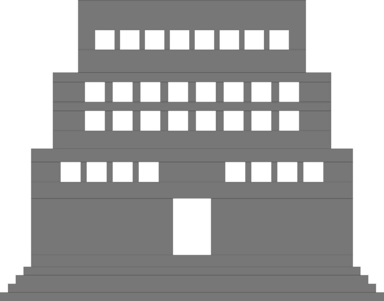 Flat illustration of building in black and white color. vector