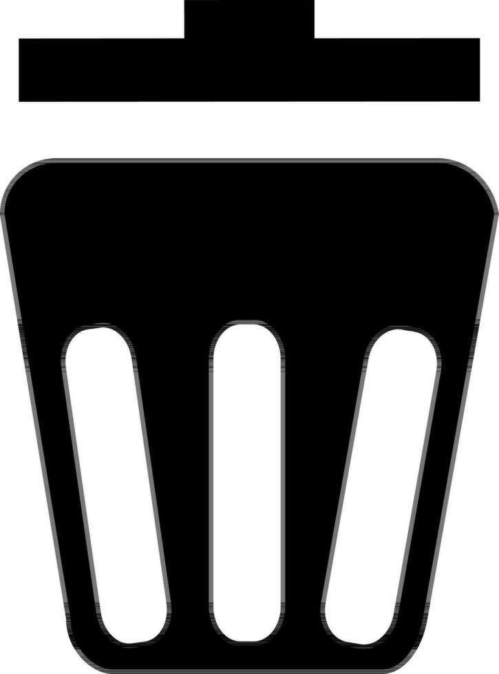 Illustration of black dustbin icon. vector