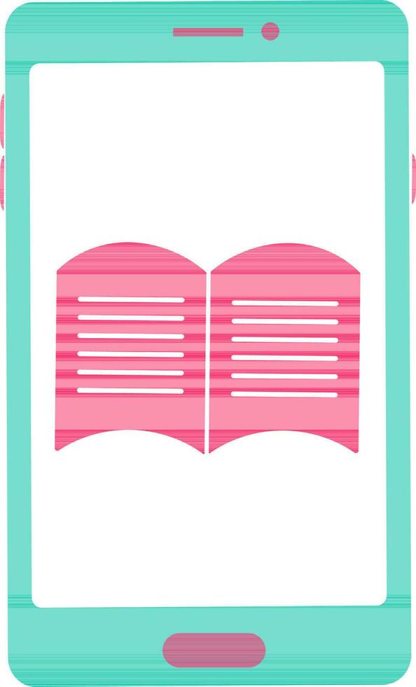 Pink book in green smartphone. vector