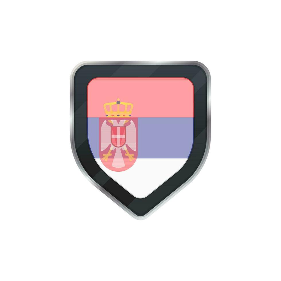 Shield made by Serbia flag with symbol. vector