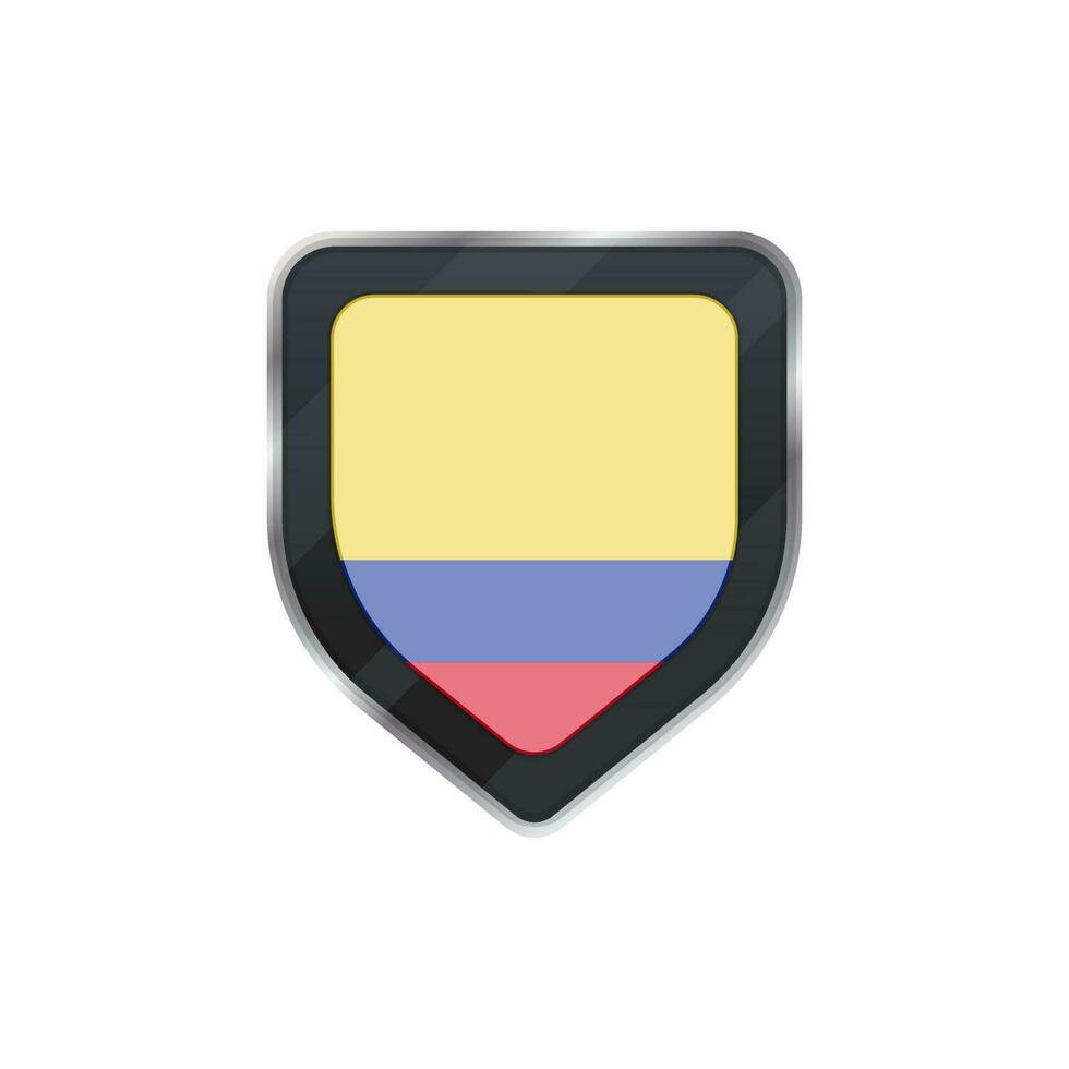 Flag of Colombia in grey shield. vector