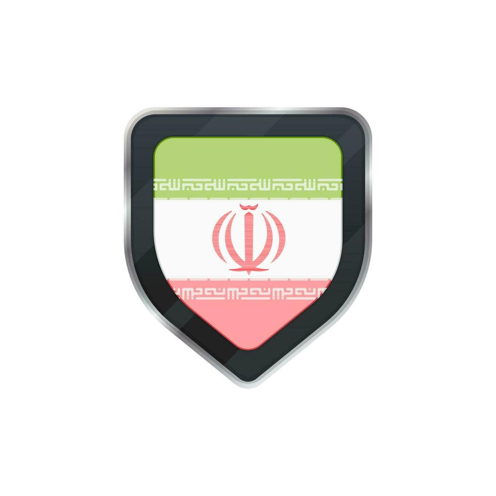 Grey shield of Iran flag with symbol. vector