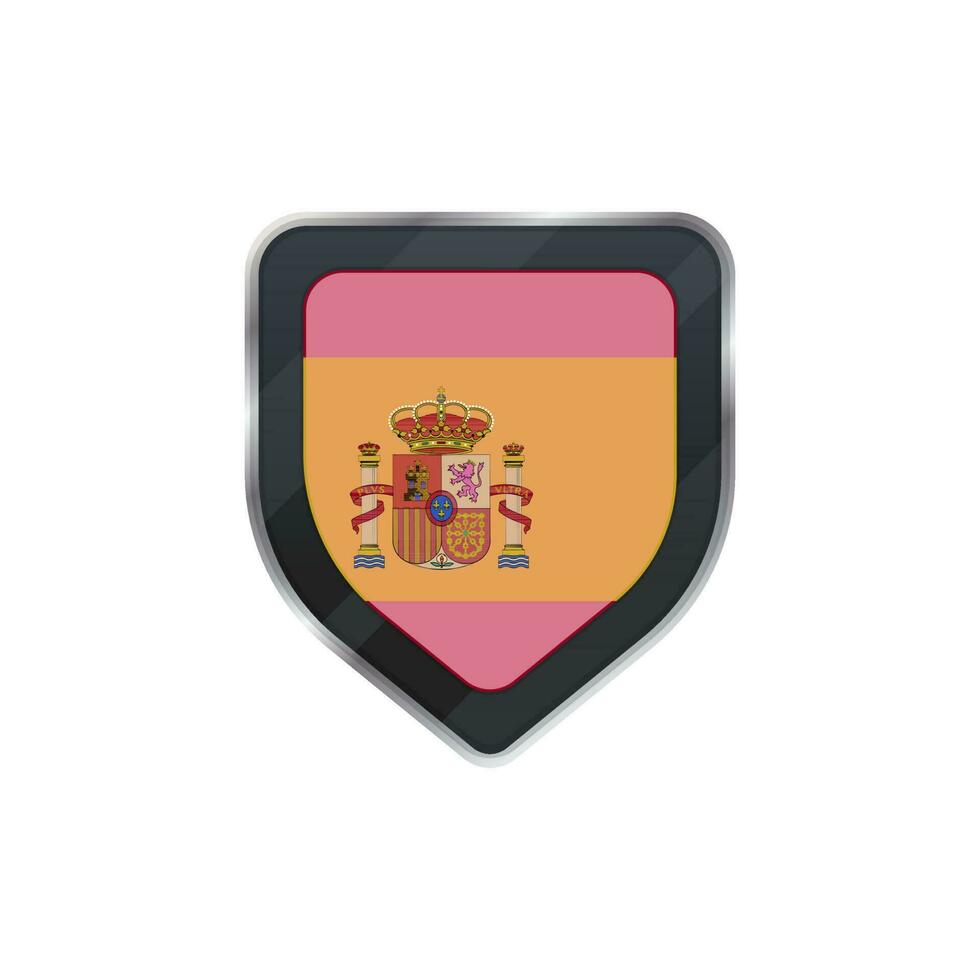 Shield made by Spain flag with symbol. vector