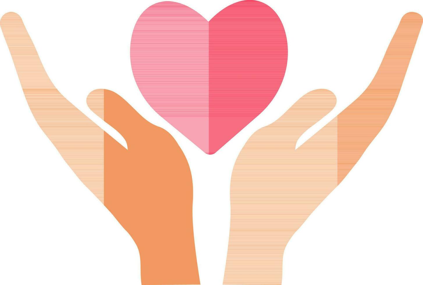 Heart care concept, heart with caring hands icon. vector