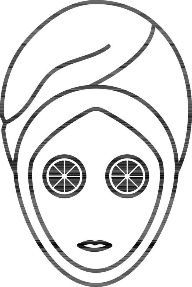 Facial mask and cucumber slice on women face, spa concept. vector