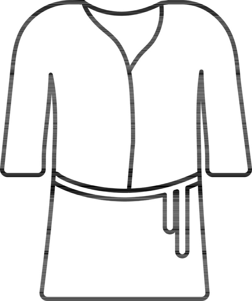 Line art icon of bathrobe in flat style. vector