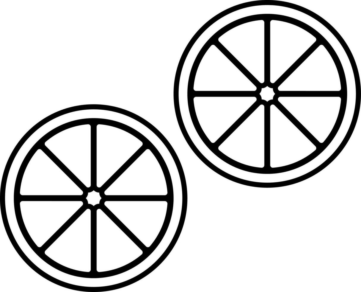 Line art icon of lemon slice, spa facial concept. vector
