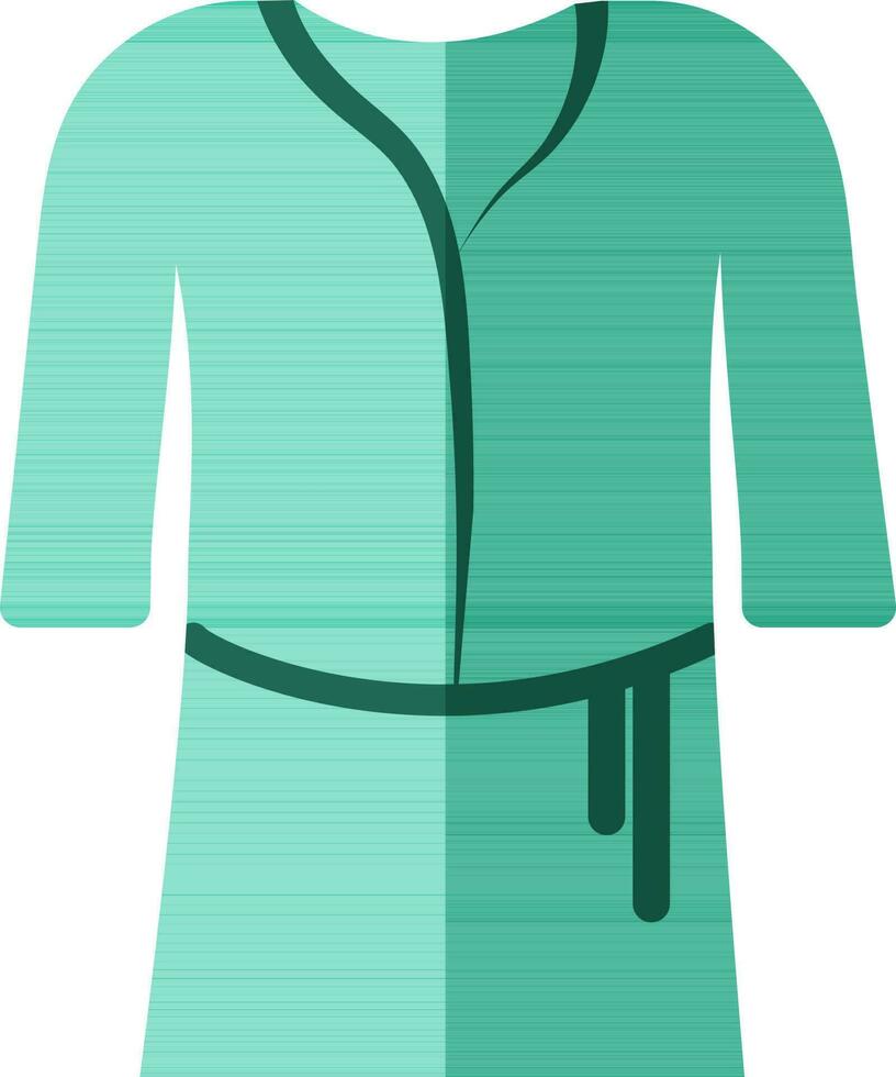 Isolated icon of bathrobe in green color. vector