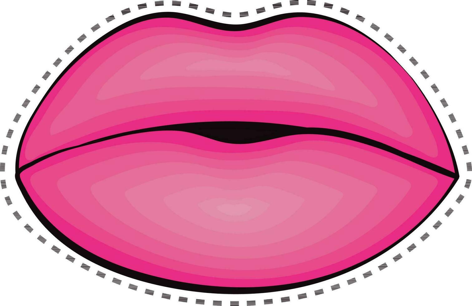 Sticker of female lips in pink color. vector