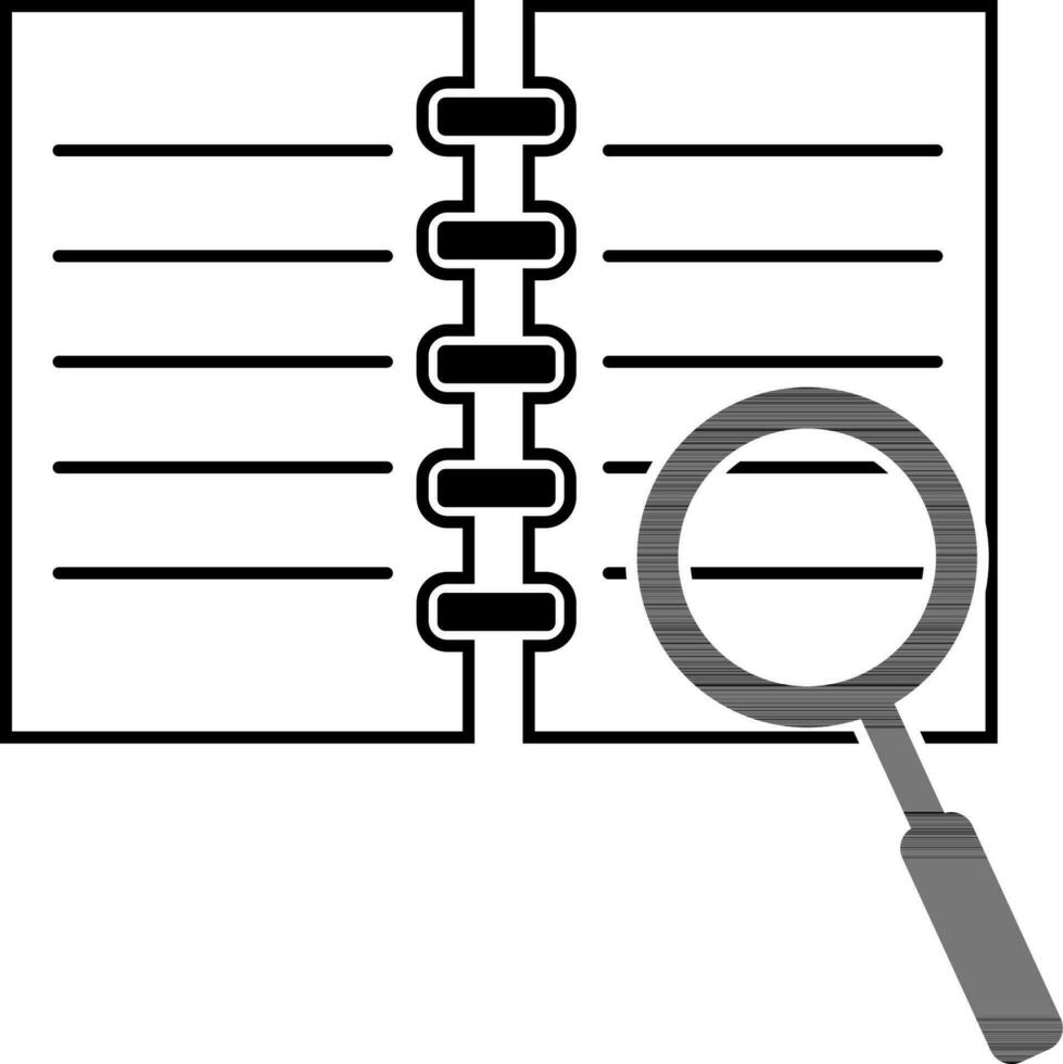 Open Book with Magnifying Glass. vector