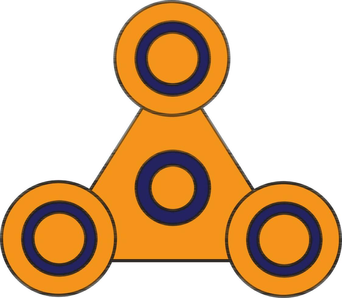 Orange color with stroke of spinner icon in illustration. vector