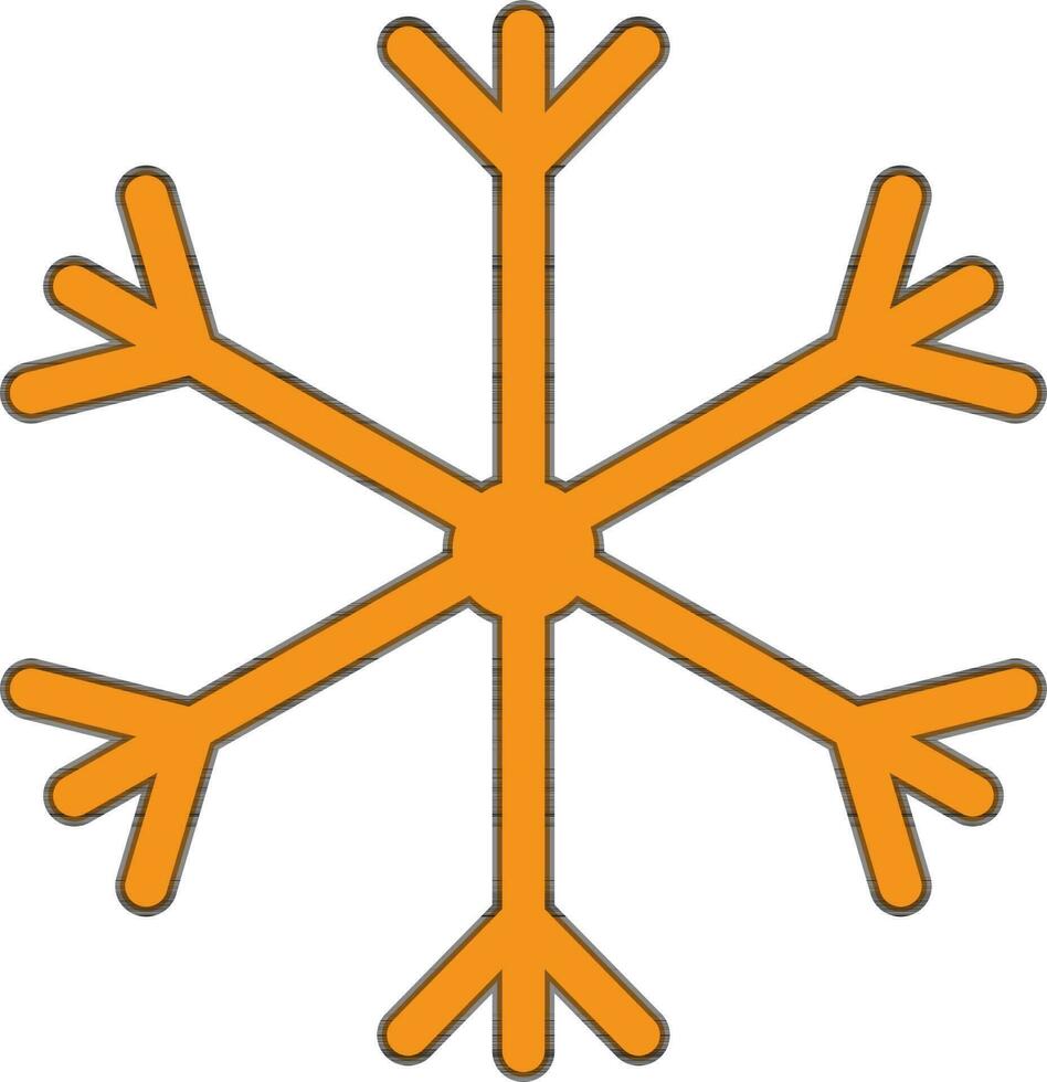 Orange color of snowflake in spinner concept with out line. vector