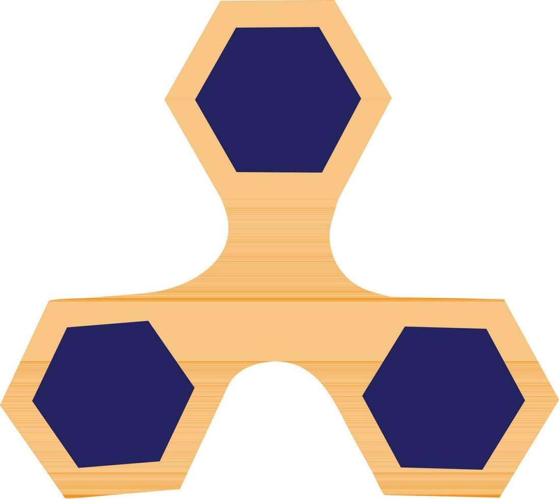 Hexagon shape of three arms in spinner toy in illustration. vector