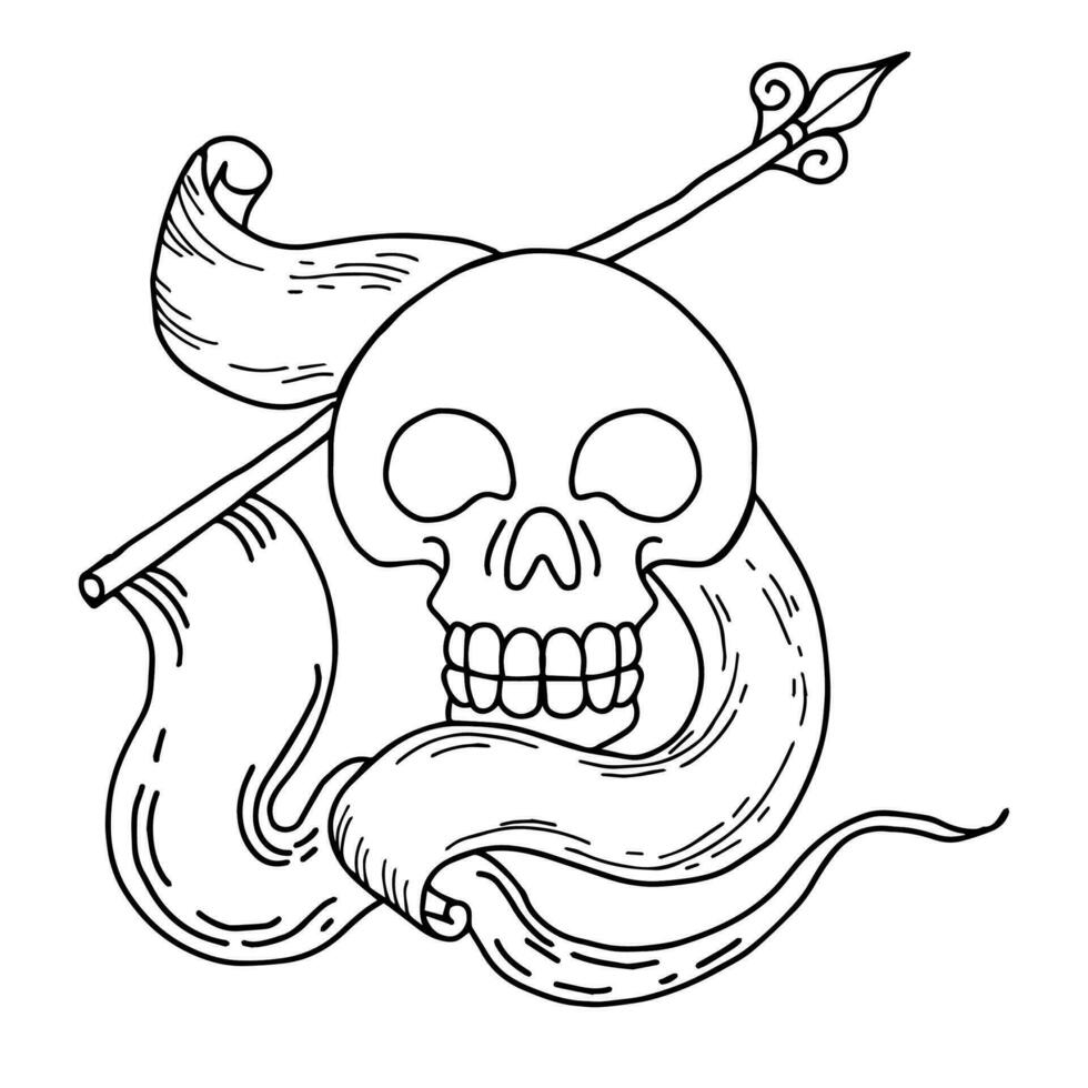 Design Illustration Skull Head Outline coloring vector