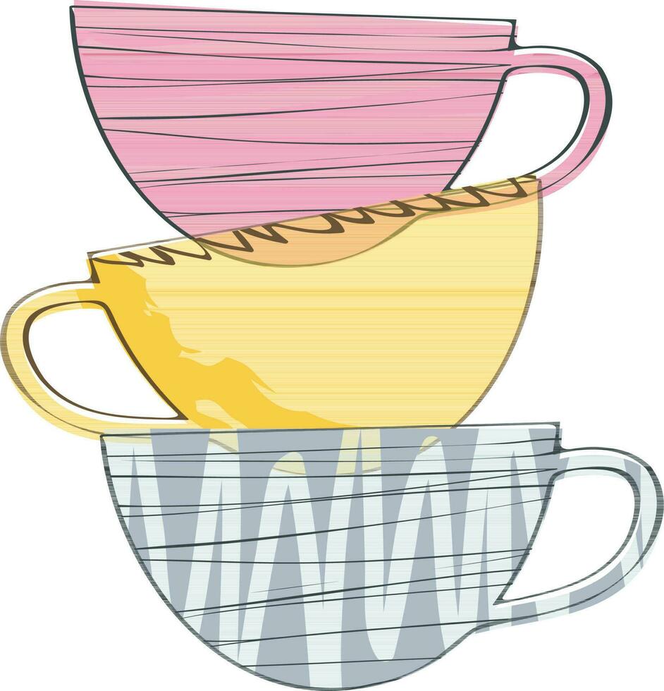 Flat illustration of colorful cups. vector