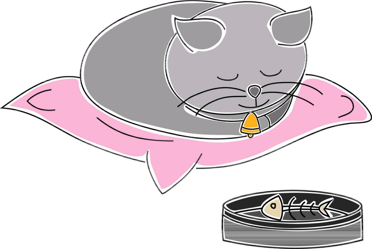 Illustration of a sleeping cat. vector