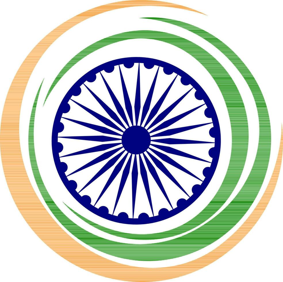 Ashoka Wheel with Indian Flag colors. vector