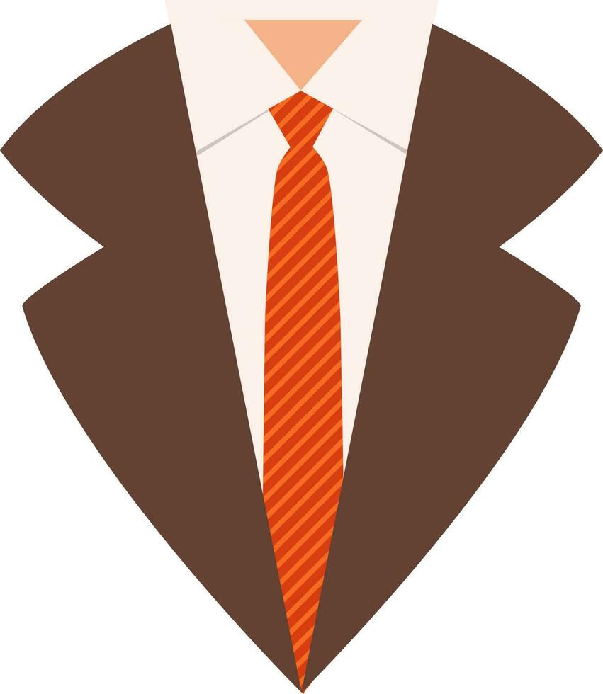 Flat illustration of men's suit with necktie. vector