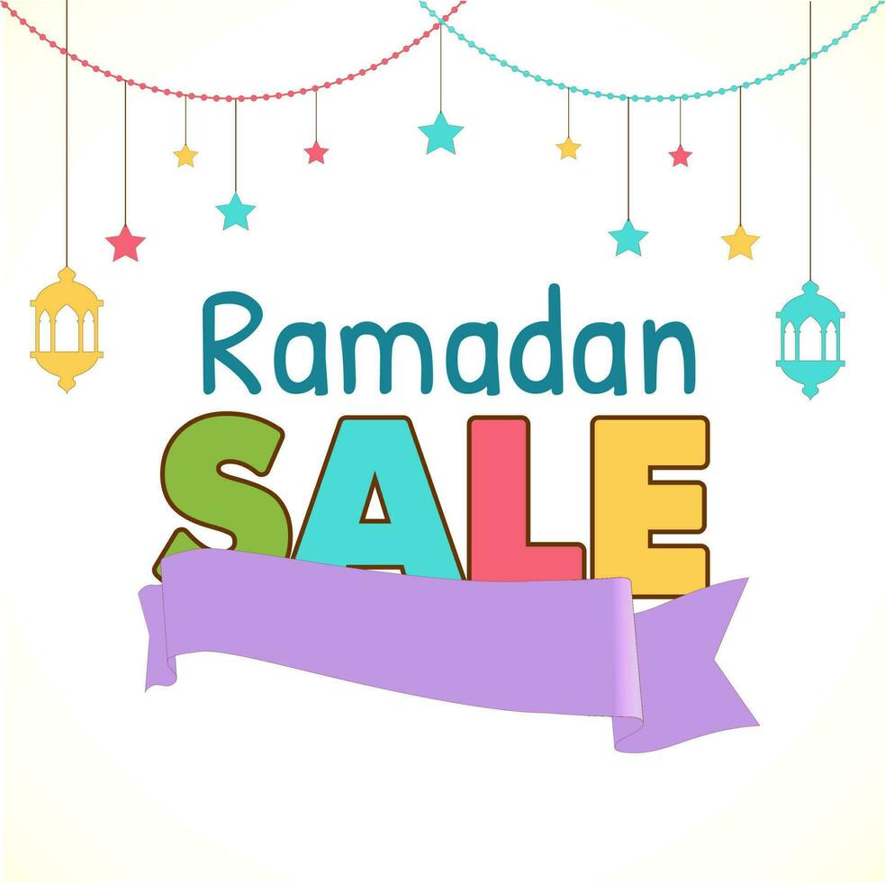 Text Ramadan Sale banner or poster design. vector