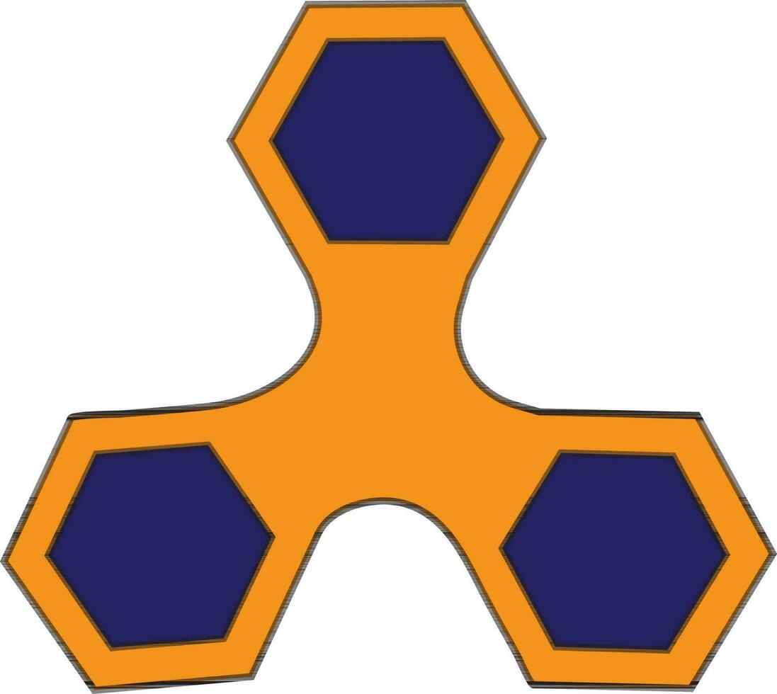 Hexagon shape of three arms in spinner toy in illustration. vector