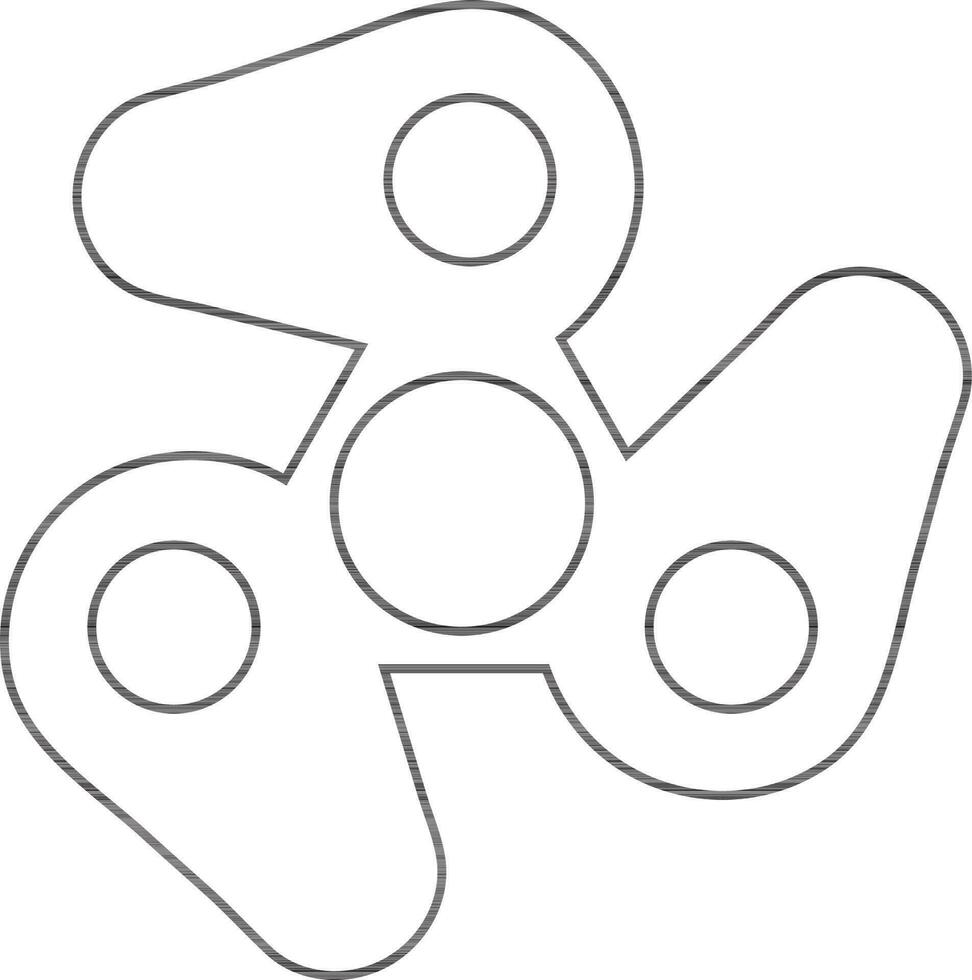 Stroke style of spinner toy with three arms. vector