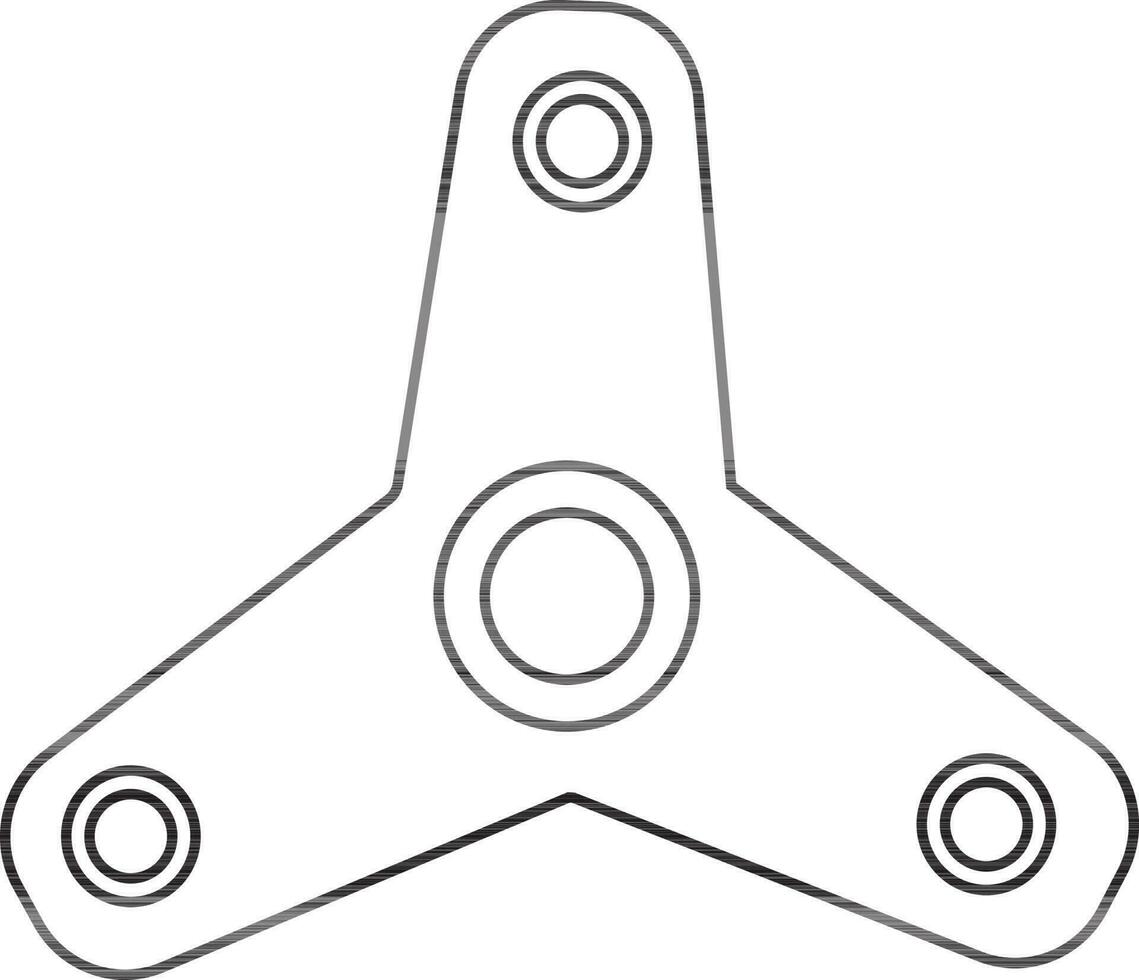 Three arms of spinner toy icon in stroke style. vector