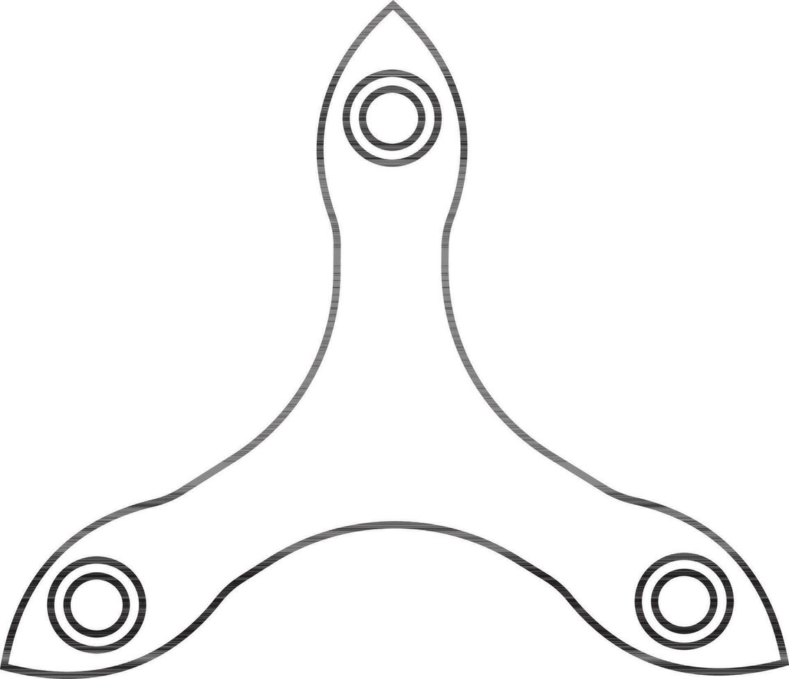 Three arms of spinner toy for playing concept in stroke. vector
