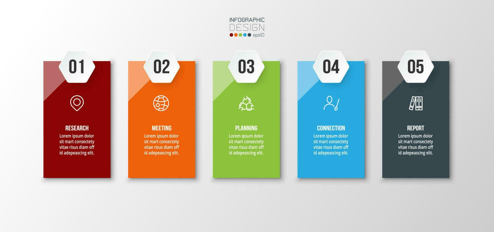 concepto de negocio de plantilla infográfica con paso. vector