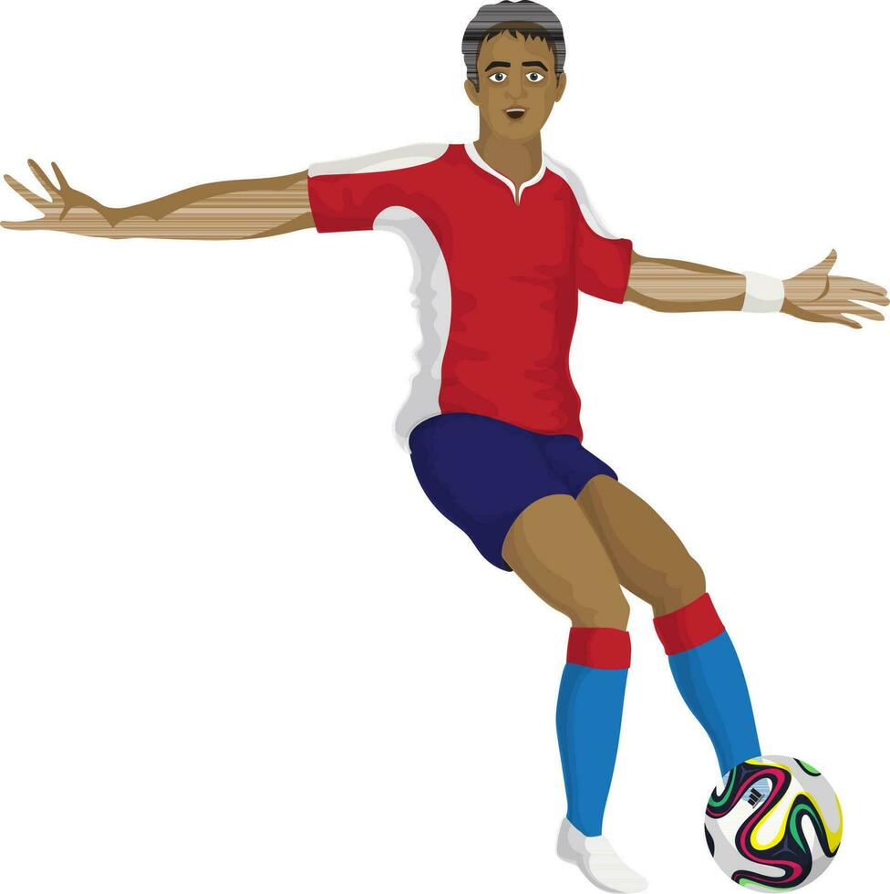 fútbol pelota jugador en jugando acción. vector